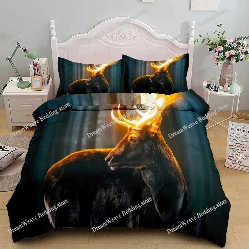 3D Print Reindeer Wild Bedding Set King Queen Twin Single Size Duvet Cover Pillow Cases Bed Linen Bedding Set Home Textileextile