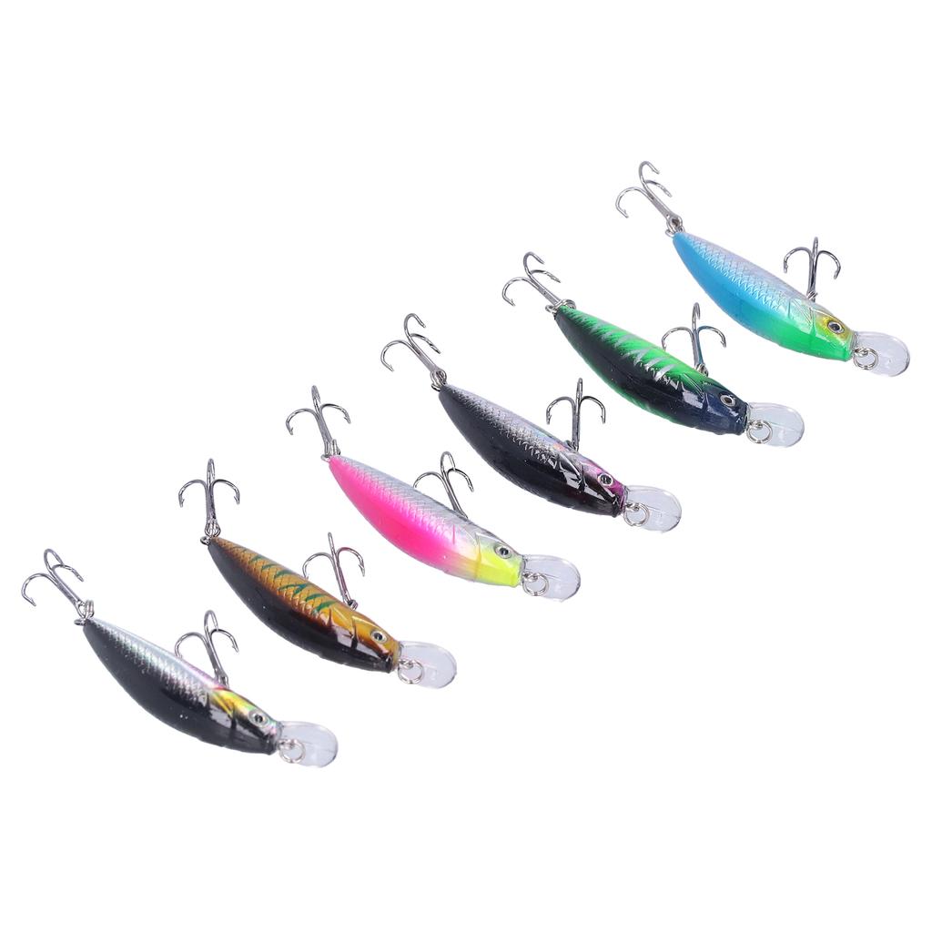 6pcs Fishing Lures Hard Bait Minnow Crank Bait with Double Hook Bass Crankbait Wobblers