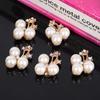 Engood 50Pcs Pearl Flower Rhinestone Buttons Sewing Trim & Embellishments Craft Buckles for Wedding Decor DIY Hair Accessories