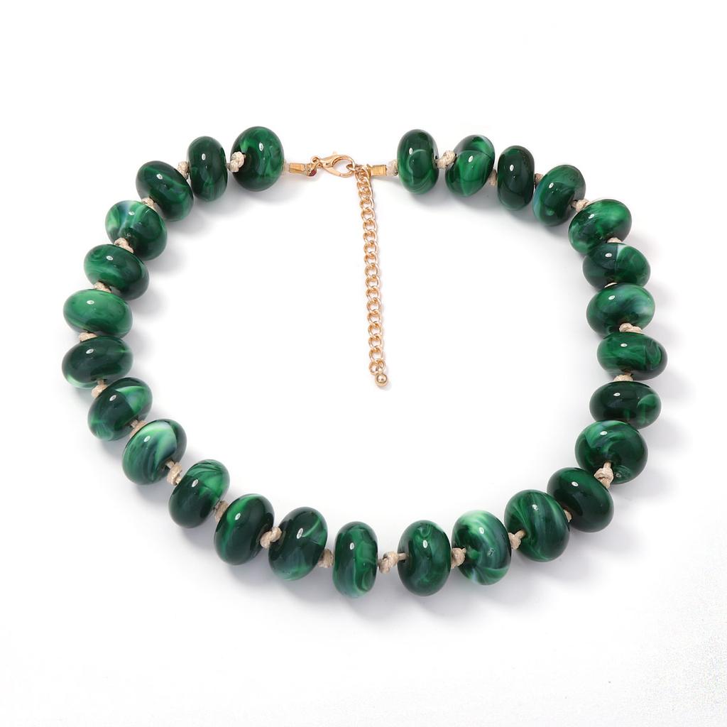 Fashion Personality Macaron Color Beaded Necklace Ins Wind Spring and Summer Holiday Atmosphere Women's Necklace