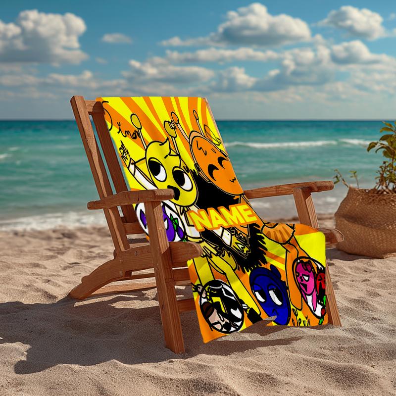 Custom Name Ultra-Soft Beach Towel with Sprunki Theme,Ideal for Pool - Camping, Diving - Perfect Travel Essential, Vibrant Beach Towel.
