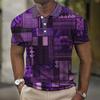 Retro Multi-color Block Splicing 3D Digital Printing Men's Casual Polo Shirt