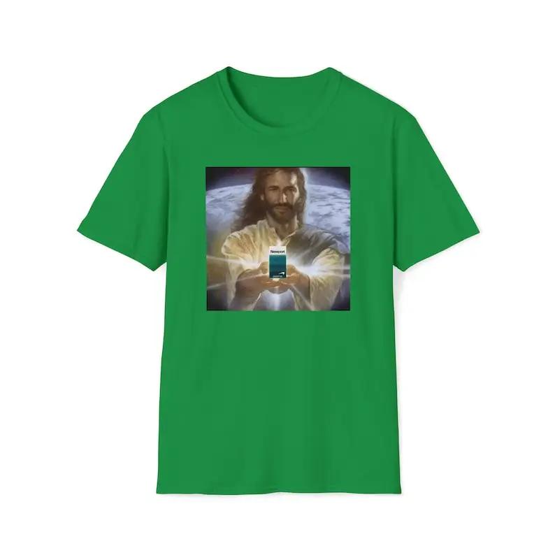Ježíš drží cigarety | Tričko Newport Funny Meme Oddly Specific Weird Trička Trička s grafickým potiskem Top Bavlněné tričko Unisex