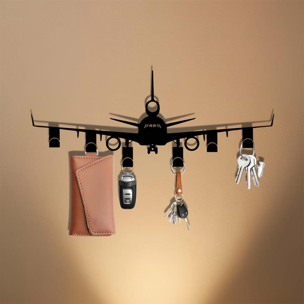 Metall Flugzeug Schlüsselanhänger Wandmontierter Schmuckhaken Schwarzer Schlüsselorganisator Eingangsbereich Büro Haustür Aufbewahrung Dekor Geschenk