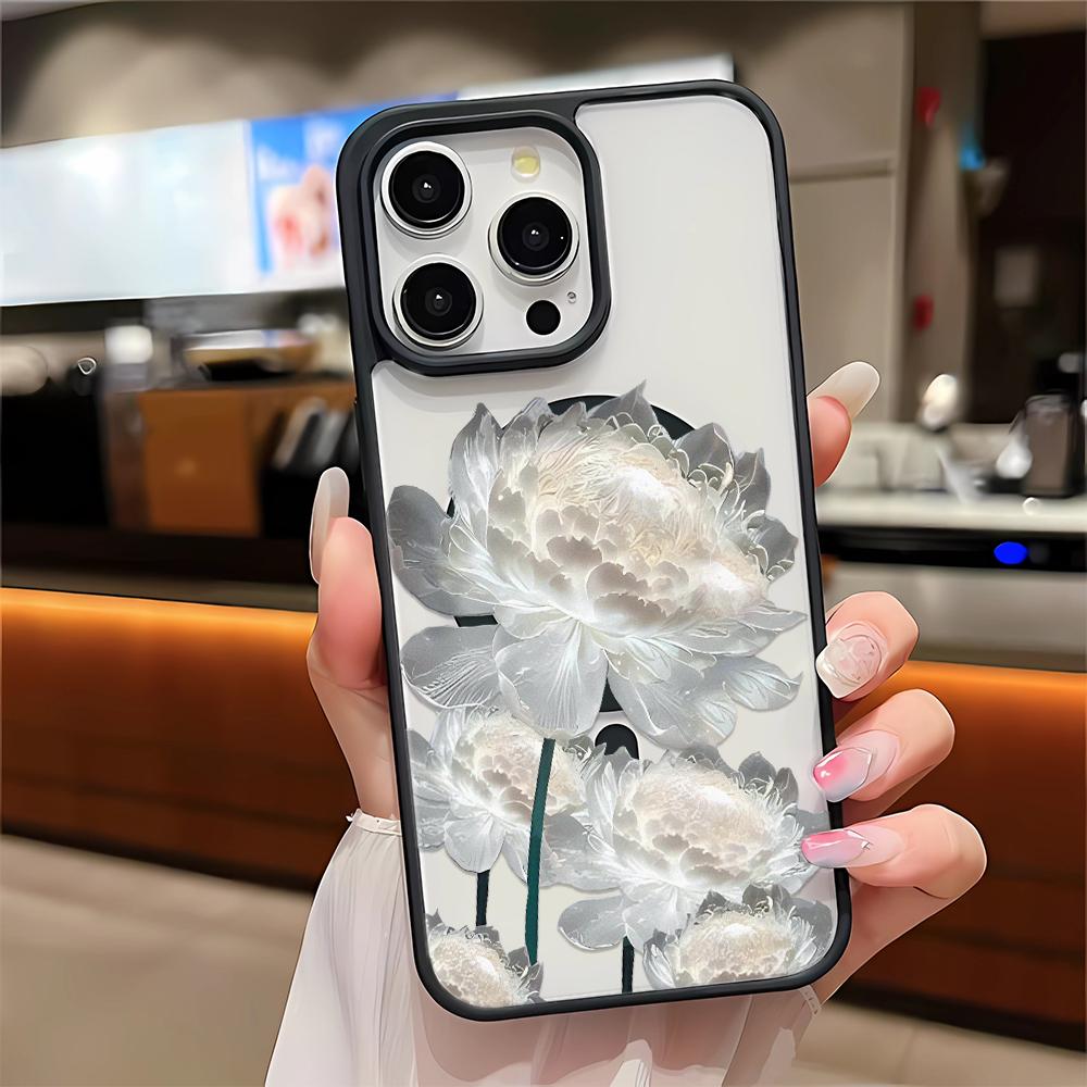 Magsafe Magnetic Wireless Charge Phone Case For iPhone 17 16 15 14 13 12 11 Pro Max Blooming lotus flowers Cover
