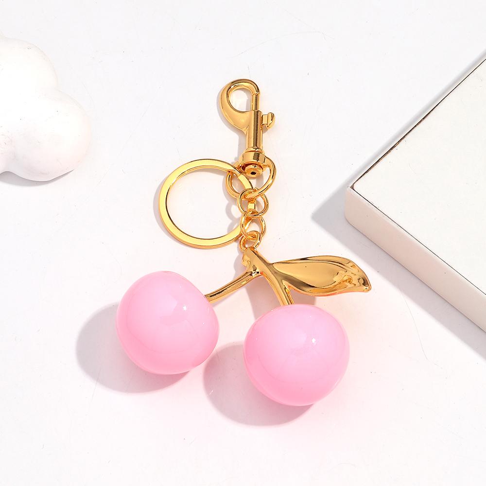 

Trendy Pink Cherry Resin Pendant Keychain for Women Cute Fruits Bag Charm Decorations Jewelry Car Key Accessories Keyring Gift розовый