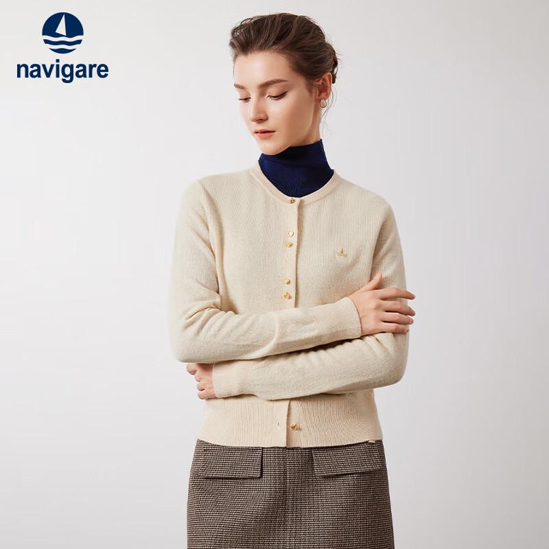 Navigare Women's 100% Wool Knit Cardigan Sweater