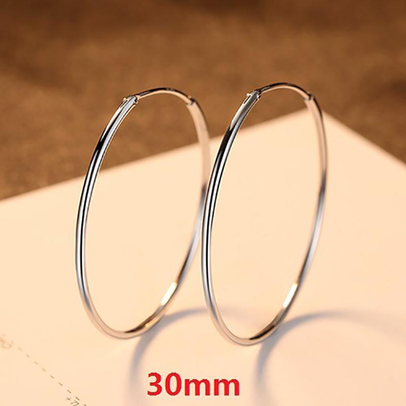 10mm ~ 50mm Silber Ohrringe 925 Ohrringe Damen Mode Dünne Kreis Ohrringe Schmuck