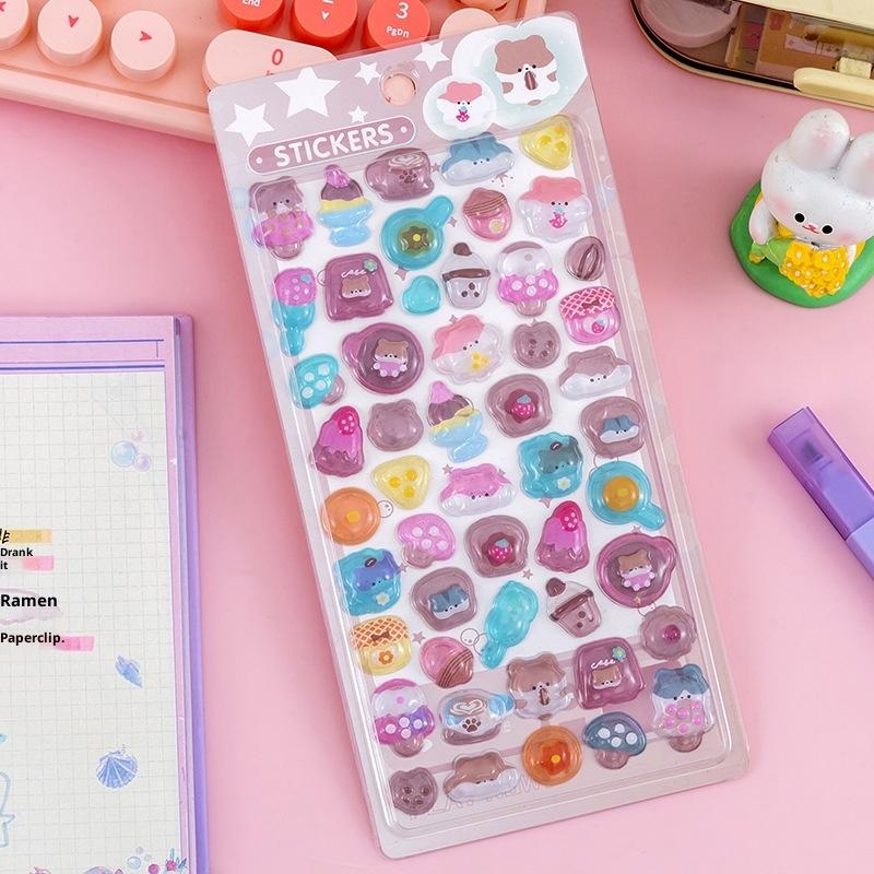 Fun Fashion 3D Relief Stickers Creative Cartoon Animals Cute Aesthetic Stickers Diy Phone Case Journal Decoration Stickers