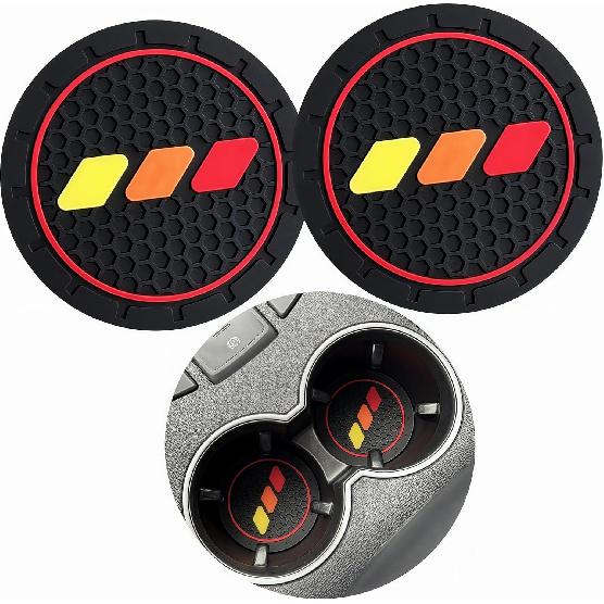2 Pack White Red Cup Holder ert Coaster Compatible with Tacoma TRD Tundra Rav4 Highlander Camry 4Runner Accessories Anti-Slip Drink Cup Mat (Red