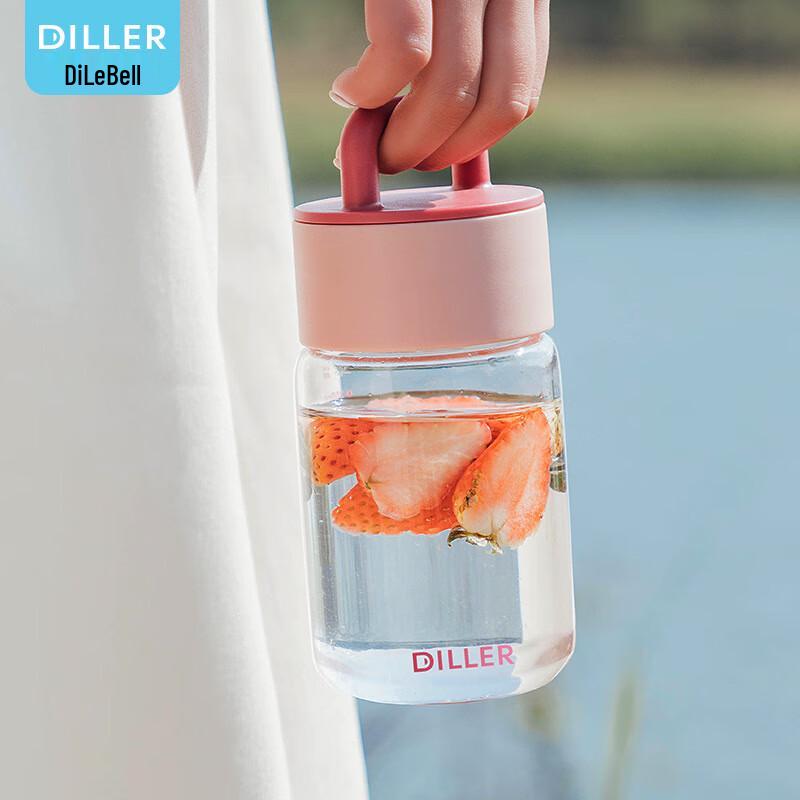 Dileber 420ml Portable High Borosilicate Glass Cup with Handle