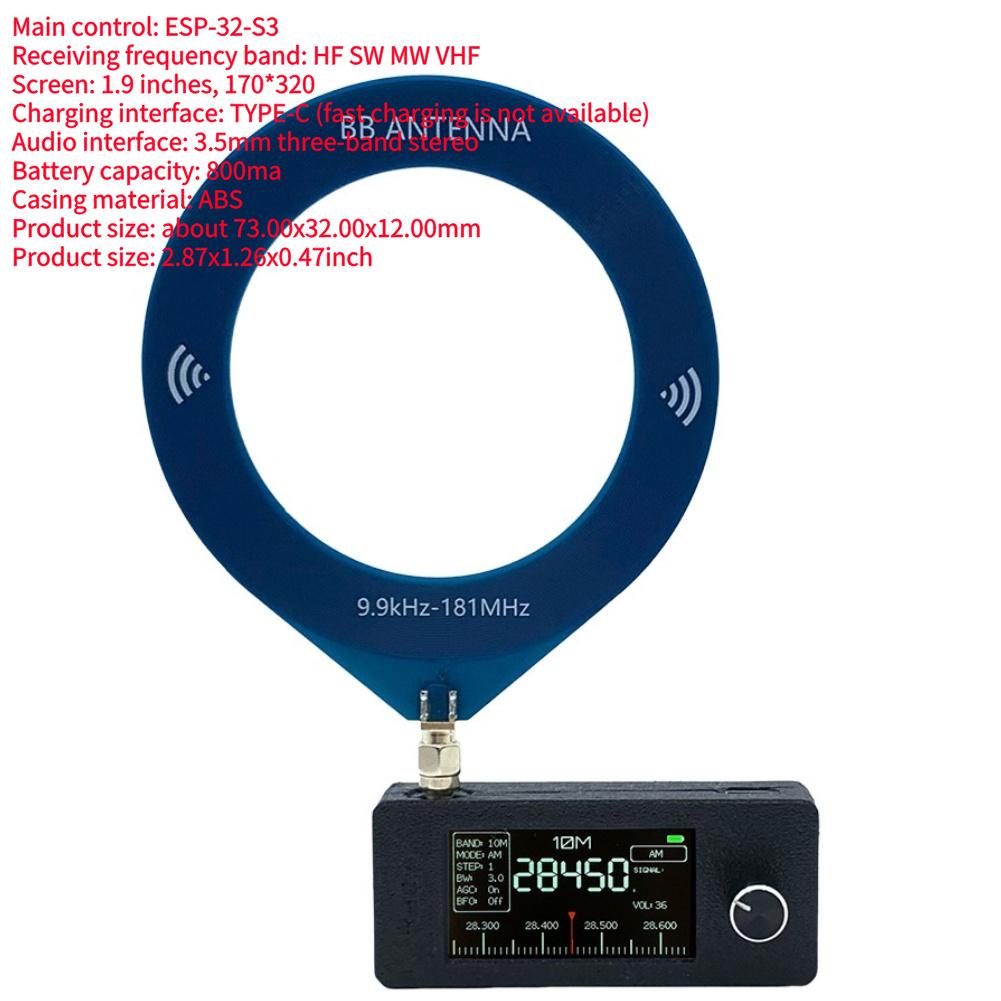 AMNVOLT V4 ATS MINI SI4732 Radio with Headphone Amplifier LSB USB Transistor Pocket Radios 1.9inch IPS Screen for Indoor Outdoor