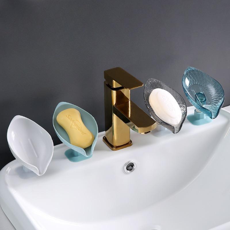 1pcs Drain Soap Holder Leaf Shape Soap Box Suction Cup Tray Drying Rack for Shower Sponge Container Kitchen Bathroom Accessories