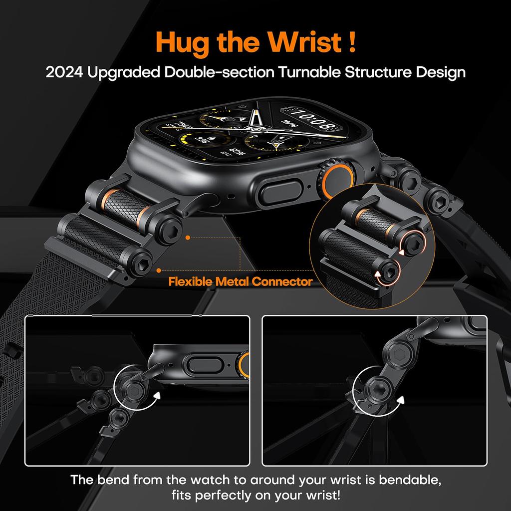 Rubber Sports Band for Apple Watch Ultra 2 49mm Series 10 9 8 7 Se 6 5 Strap for IWatch Ultra 46mm 45mm 44mm Luxury TPU Bracelet