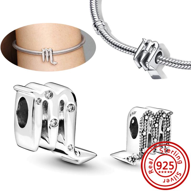 100% 925 Sterling copper Sparkling Twelve Star Sign Zodiac Constellation Charm Beads Fit Original Pandora Bracelet Women Zircon