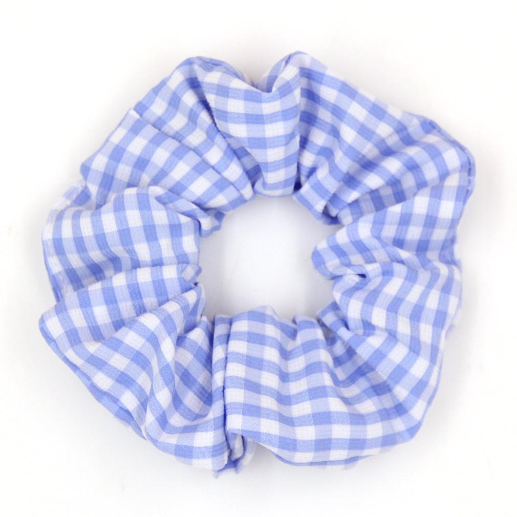 Trendy White Checkered Elastic Hair Tie for Women - Korean Style Scrunchie