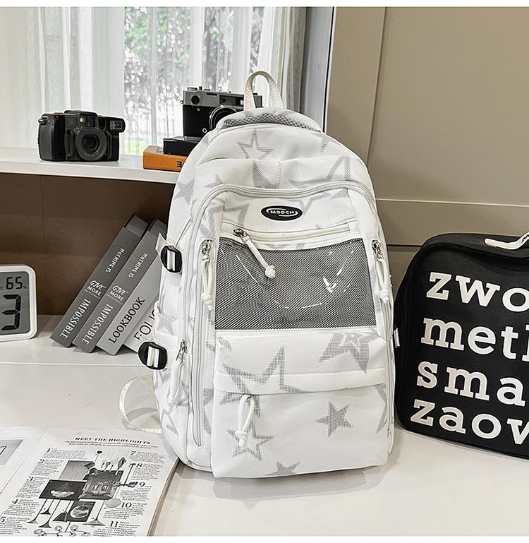 Schoolbag Star Printed Transparent Backpack Junior High School Student Teen Campus Large Capacity High Value School Bag Unisex