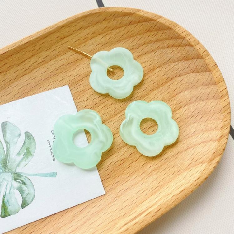 Acrylic Matte Flower Charm Pendants Single Holes Matte Flowers Charm Loose Charm Beads Jewelry Making Accessories