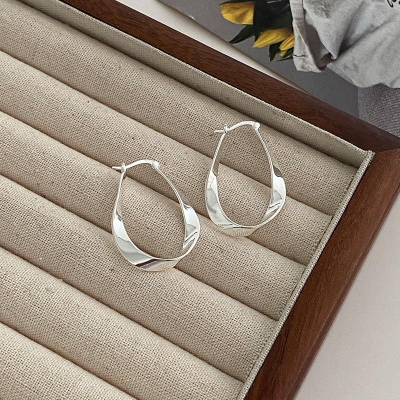 925 Silver Torque Line Hoop Earrings For Women Hypoallergenic Jewelry Geometric Earrings Fashion Accessories