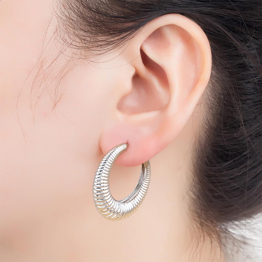 Nidin Top Quality 2 Colors Geometric Crescent Shape Adjustable Earrings Cubic Zirconia Women Retro Jewelry Classic Party Gift