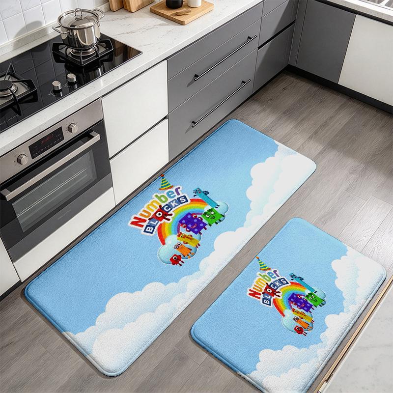 Numberblocks Flannel Kitchen Mat Christmas Soft Area Rug Non Slip Floor Carpet Home Decoration