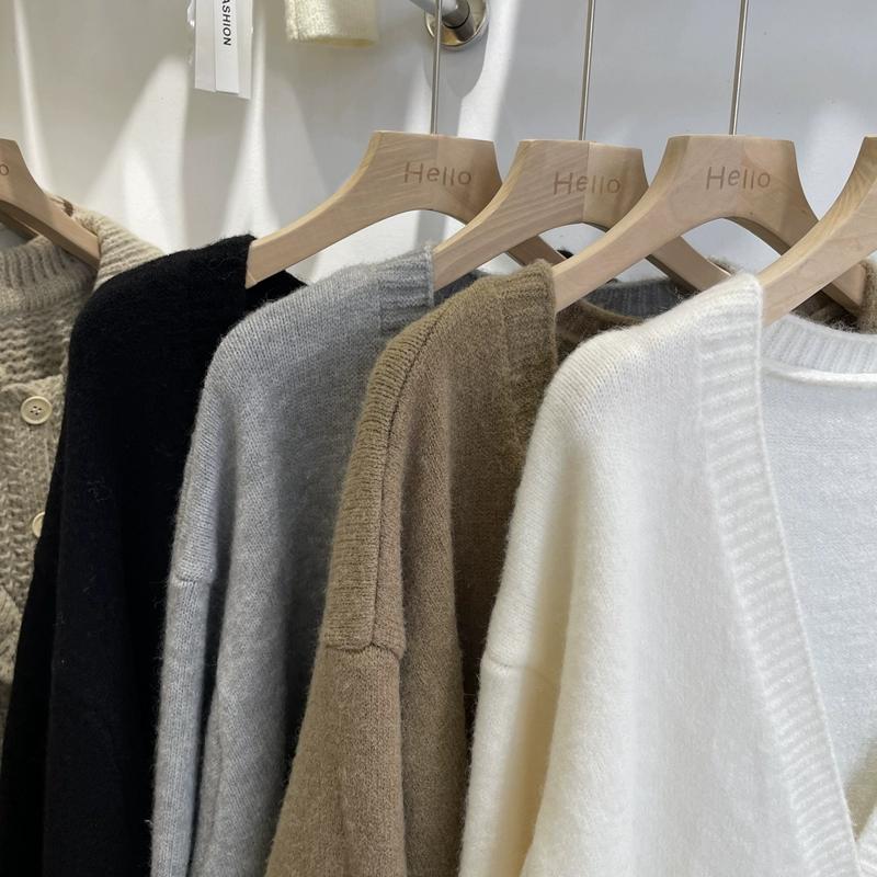 2025 Automne Femmes Pull Cardigan Tricot Basique Mode Hauts T-shirts Manches Longues Corée Chemise Manteau Ample