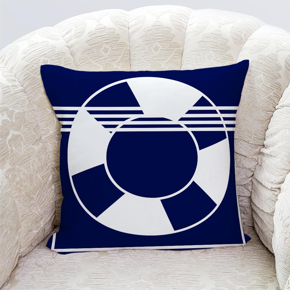 Starfish Shell Compass Anchor Nautical Series Printed Pillowcase Living Room Sofa Cushion Cover Bedroom Room Home Decoration