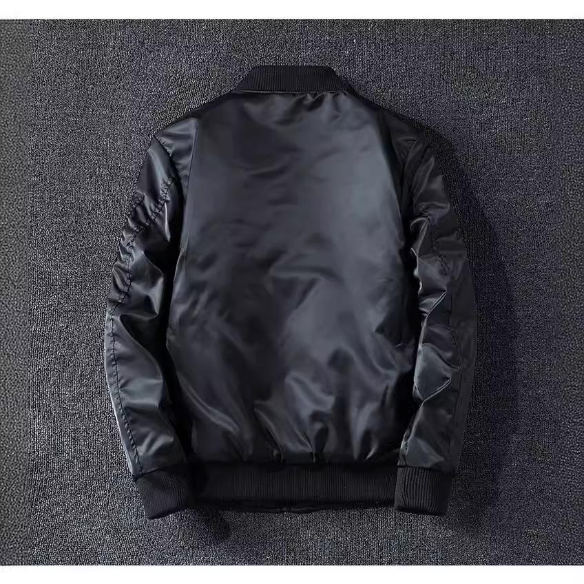 Men's Plus Size Reversible Winter Bomber Jacket - Extra Thick Cotton Baseball Style Coat