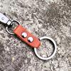 Vintage Style Men Leather Keychain With Secure Metal Clasp Durable Key Ring Functional Key Holder For Everyday Carry