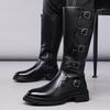 Stivali da Motociclista da Uomo Stivali Western Stivali da Jockey Neri Casual Marrone Stile Stradale Stivali Alti Cool Taglie Forti