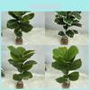 Planta Realista Folhagem de Folha de Ficus Elastica Artificial Decoração para Casa Casamento Escritório
