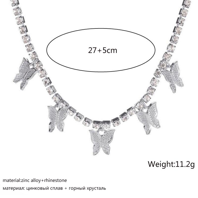 Crystal Butterfly Pendants Women Chokers Personality Gold Hollow Chain Choker Necklaces for Ladies Punk Collar jewellery