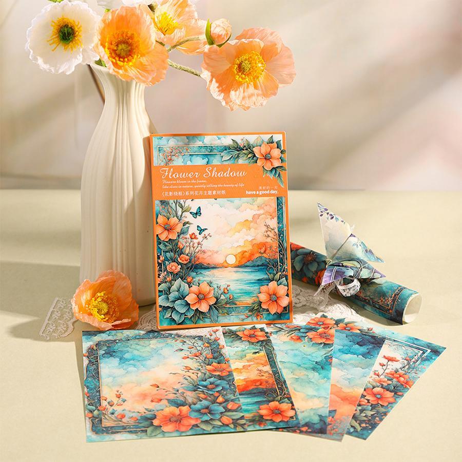30Pcs Vintage Floral Scrapbook Paper Flower Frame Decorative Sheets For Journal DIY Collage Planner Craft Scrapbooking Supplies