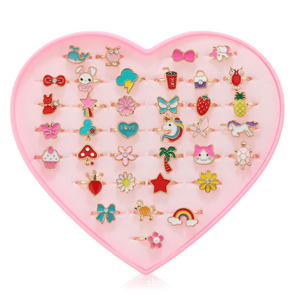 36 Buc inel de desene animate pentru copii Inel Prințesă Fete Clip de prindere drăguț decor de mână (cu cutie)