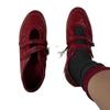 Small Red Shoes Inner Height Increase Retro Red French Mary Jane Shoes Women's 2025 New Velcro Ballet Shoes