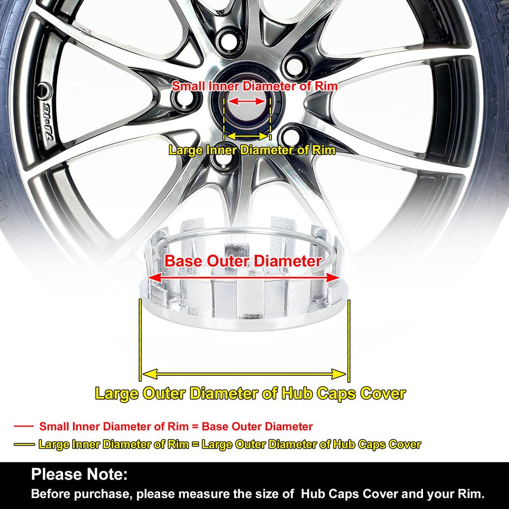 Uxcell Universal Wheel Center Hub Caps, 54mm Outer Diameter, 9 Clips, Protector, Silver Tone, 4 Pieces