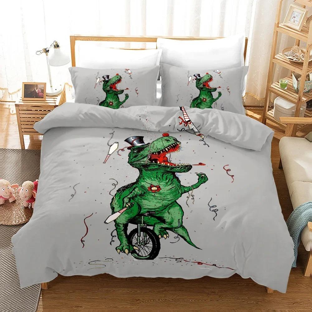 3D Dinosaur Duvet Cover Jurassic Bedding Set for Kids Boys Teen QueenKingFullTwin Microfiber Quilt Cover with 12 Pillowcase