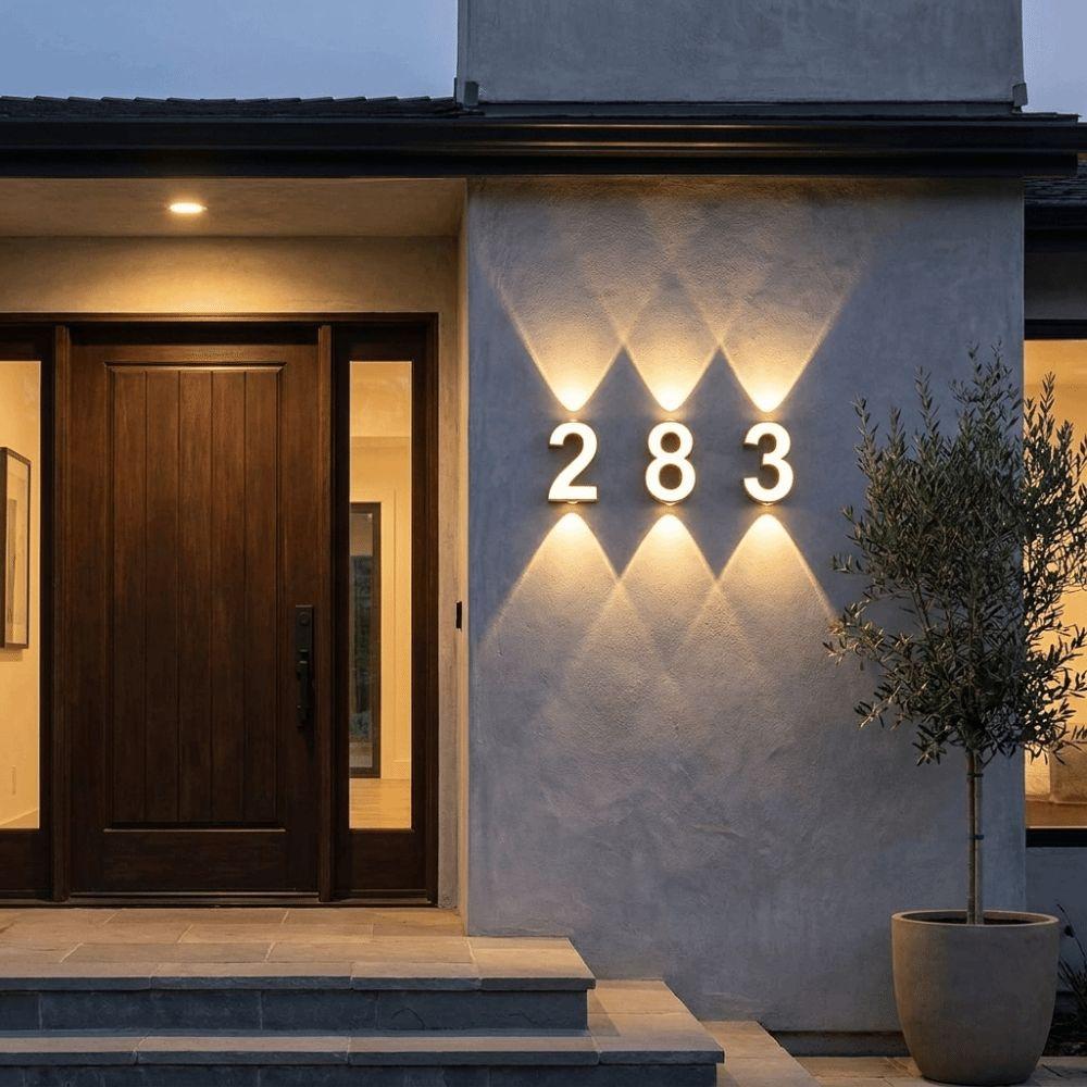 Minimalist Styling Nordic Modern LED Wall Light Simple Geometric Structure Waterproof House Number Plaque Lamp