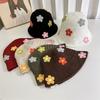 Korean Style Beanies Hat Handmade Bucket Hat Casual Flower Knitted Hat  Outdoor