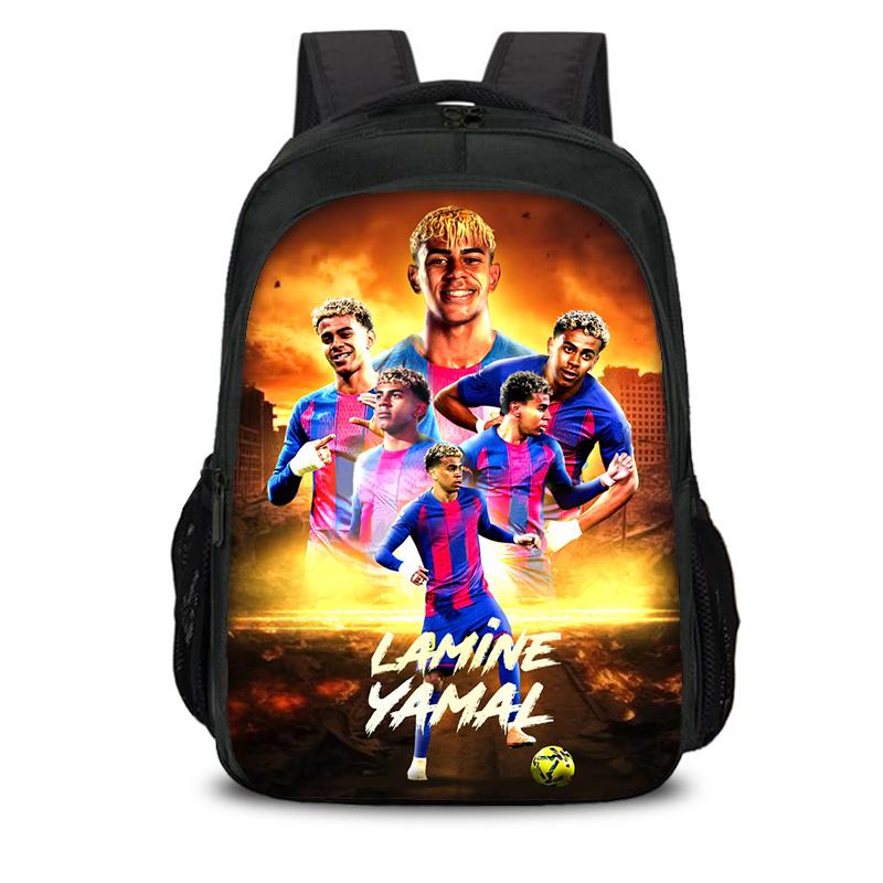 Zaino a doppio strato L-Lamin Yamal Zaino per la scuola Zaino da calcio Zaino sportivo da calcio Zaino da viaggio ad alta capacità