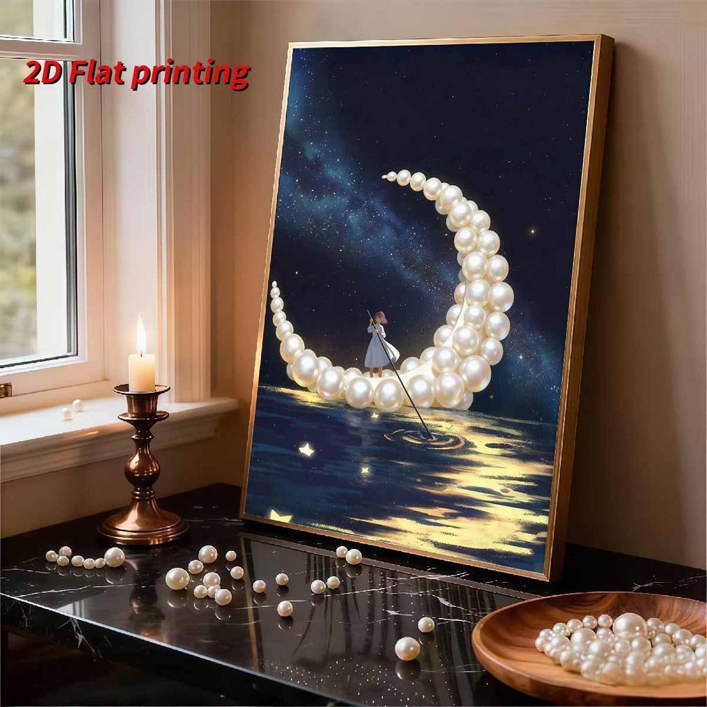 DIY Moonship Pearl Diamond Art Painting Kits for Adults and Beginners,fine View Sparkling Painting Craft Home Wall Decor Handmade Gift