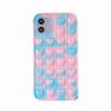 Betterlifefg-Etui na telefon Push Pop Bubble Fidget Zabawka sensoryczna Kształt serca, niebieski+różowy, iPhone XR