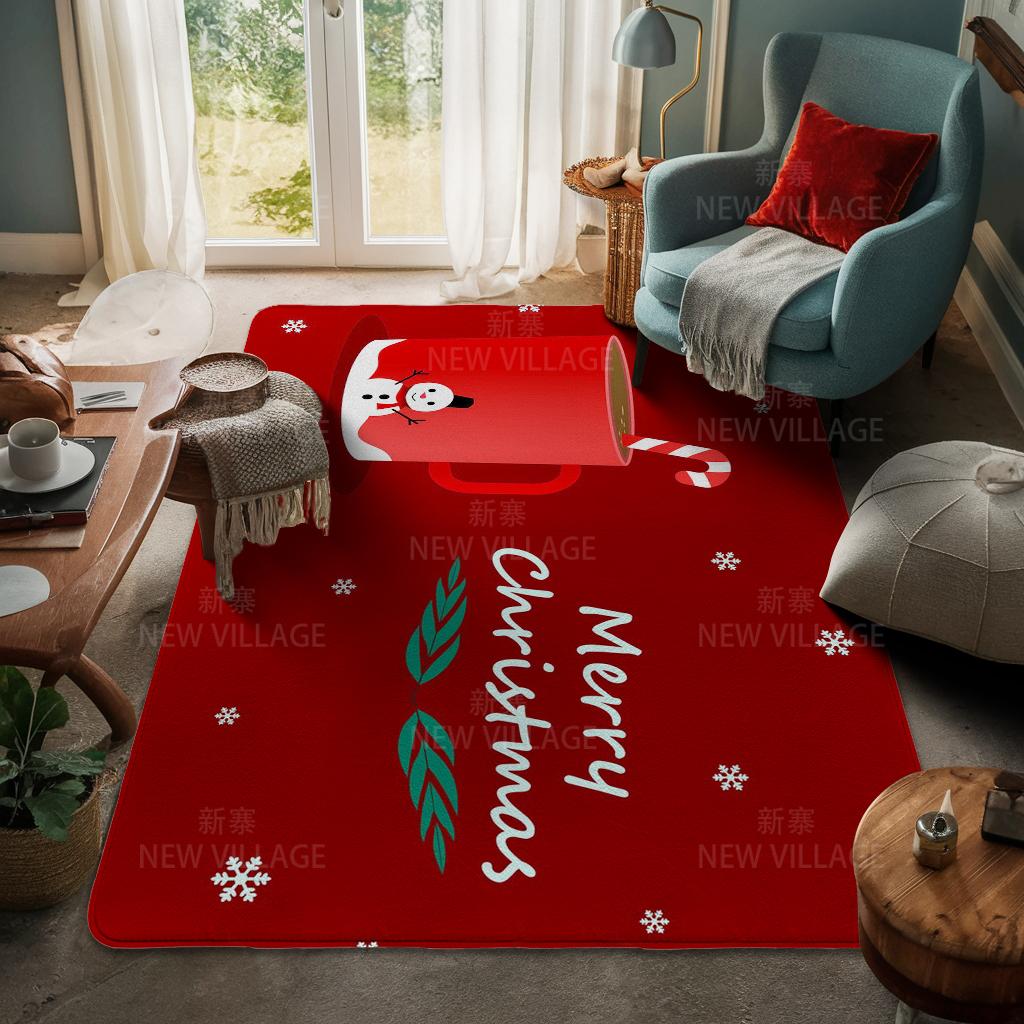 House Entrance Carpet Home Door Mat Living Room Bath Foot Bathroom Non-slip Water Absorption Rugs Bath Merry Christmas Winter