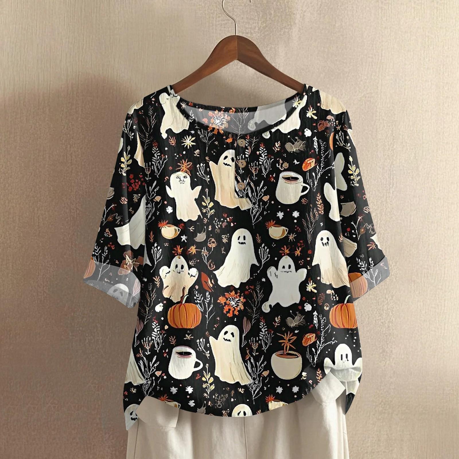 

Женская модная и повседневная рубашка с полурукавом, круглым вырезом, принтом, из хлопка и льна, блузка-топ S бежевый