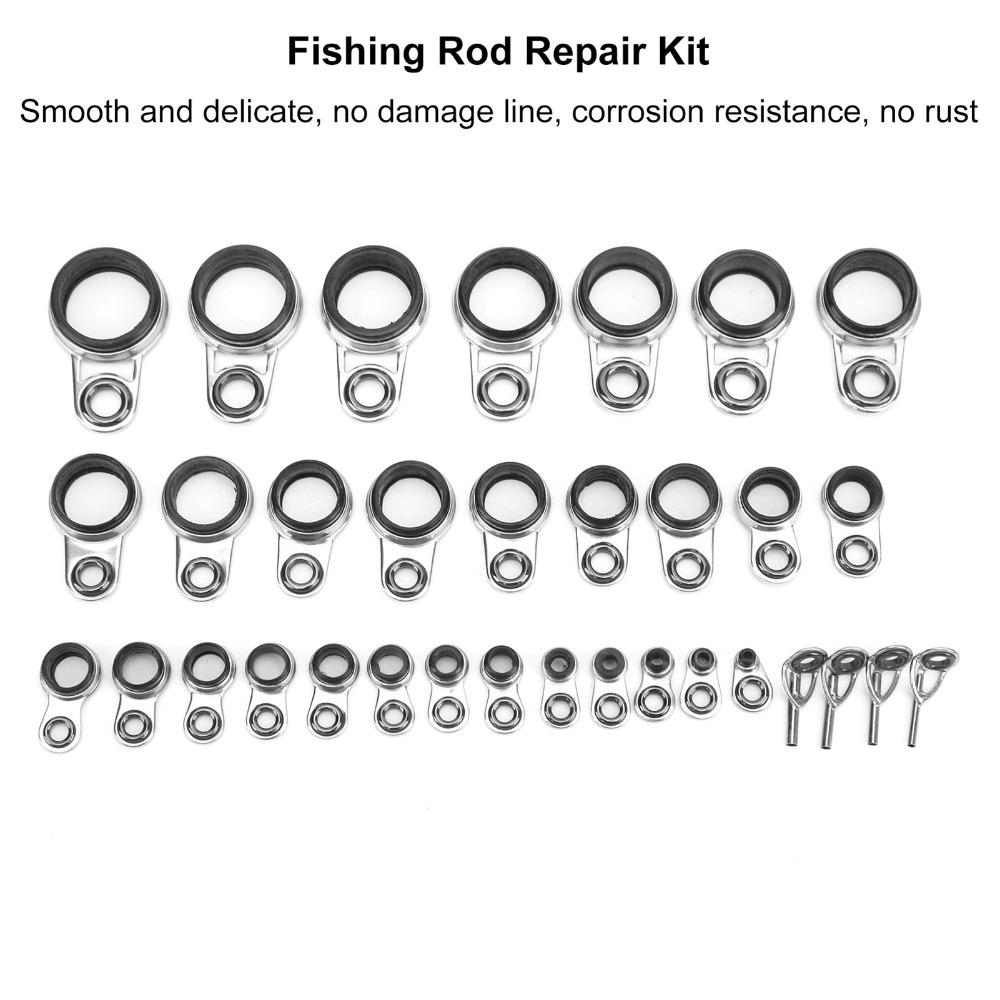 33PCS Multiple Sizes Fishing Rod Guides with Ceramic Loop Raft Line Ring  Fishing Rod Building