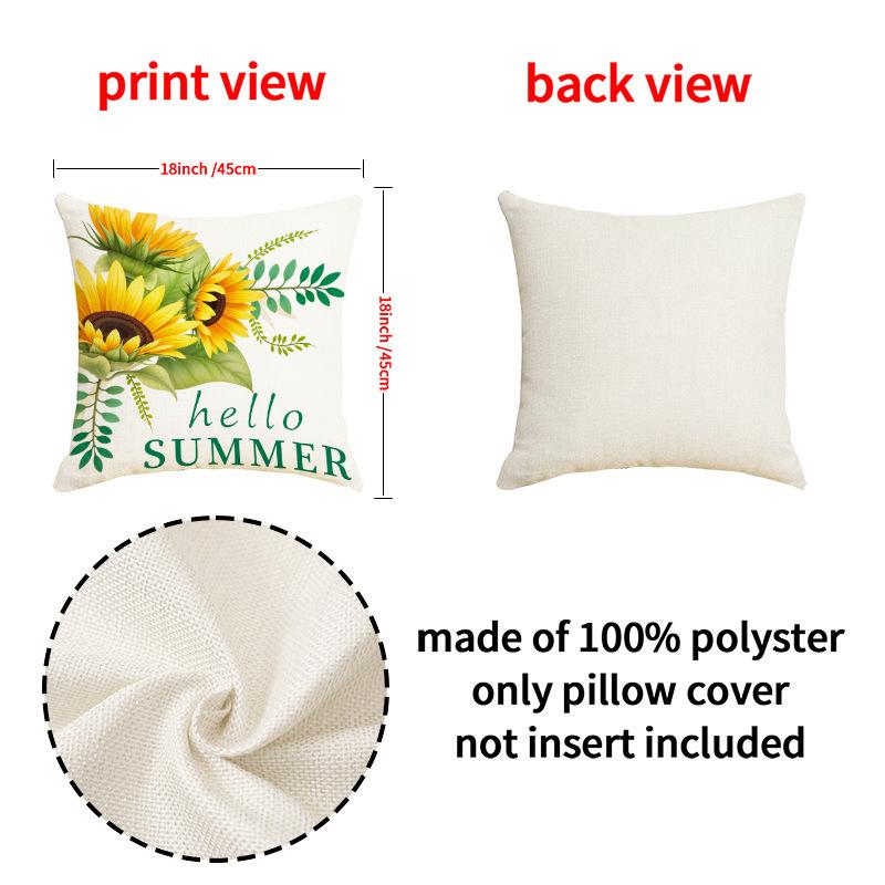 Sunflower Pillow Cover Summer Plant Flower Digital Print Living Room Sofa Cushion Cover Car Cushion Cover