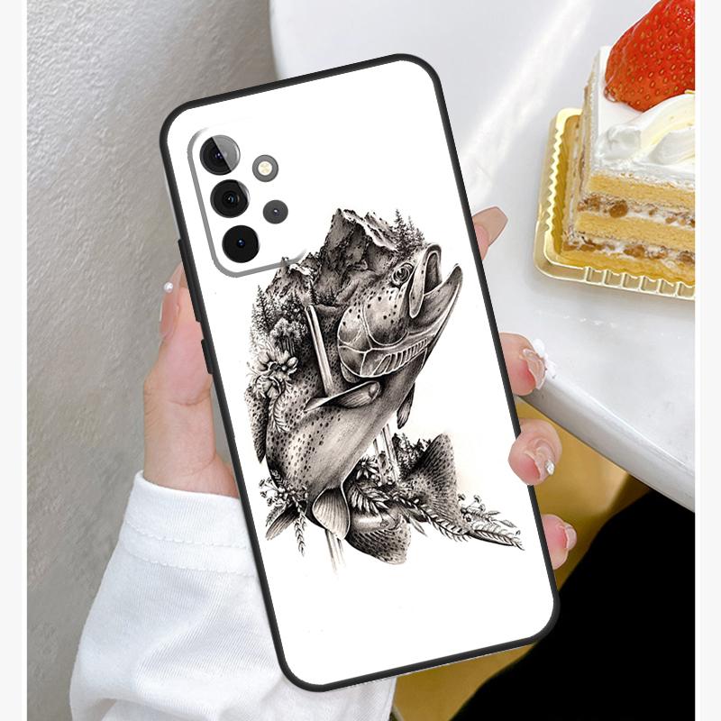 Vintage Trout Fishing Case For Samsung Galaxy A54 A34 A14 A15 A35 A55 A52 A32 A12 A51 A71 A33 A23 A13 A53 Coque