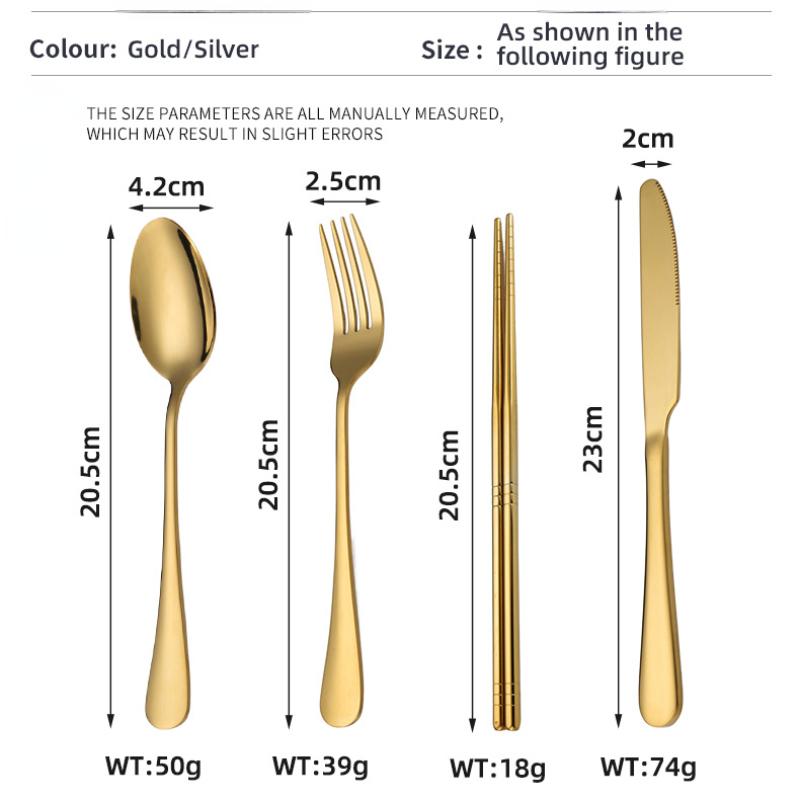 Outdoor Stainless Steel Tableware Set Portable Travel Knife and Fork Camping High-end Barbecue Plate Food Clip Spoon Set