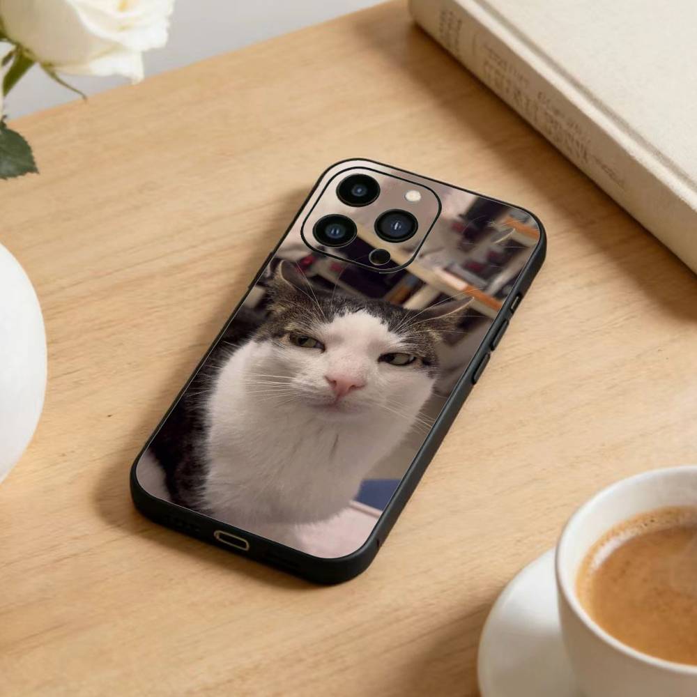 Funny Cute Cat  Phone Case For iPhone 17 16 15 14 13 12 Max Plus Silicone Black Cover