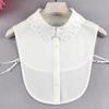 Camisa con Cuello Falso de Encaje Hueco Camisa de Chifón Bordado con Cuello Falso Cuello de Muñeca para Mujer
